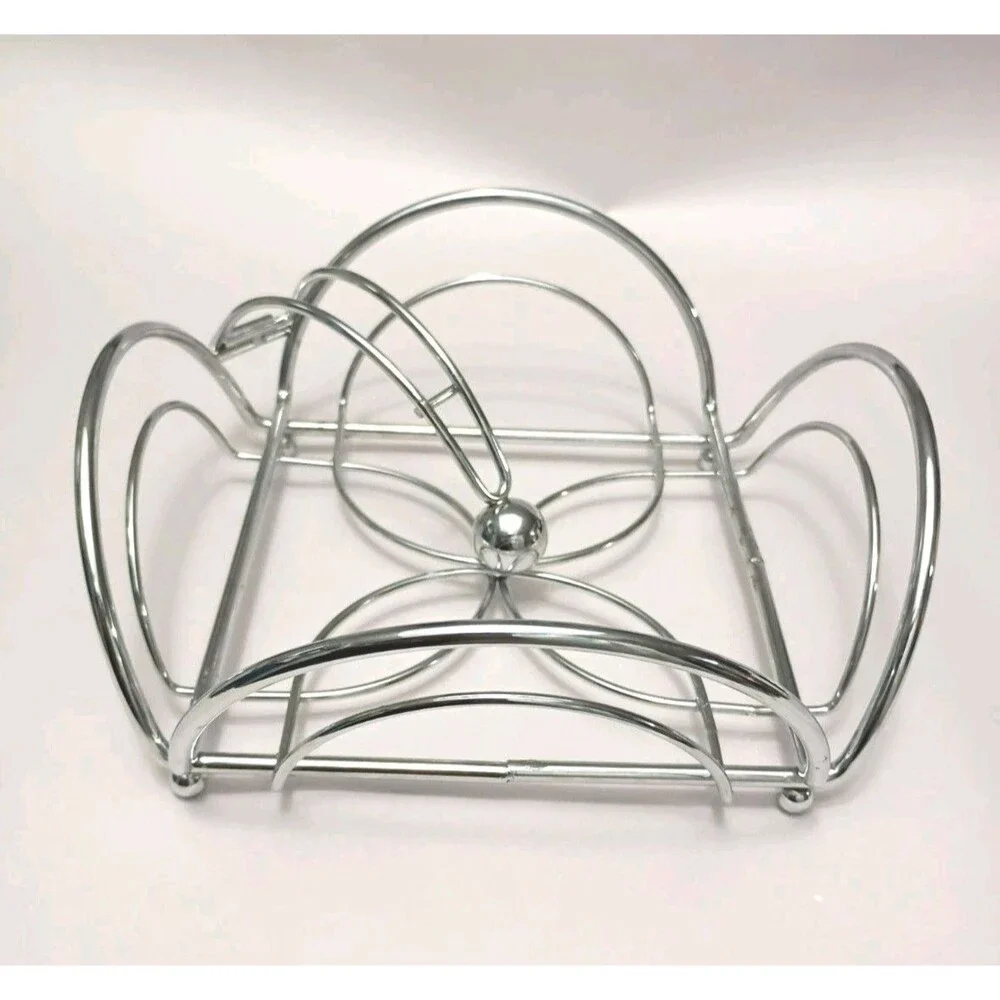 Chrome Napkin Holder  Floral Design